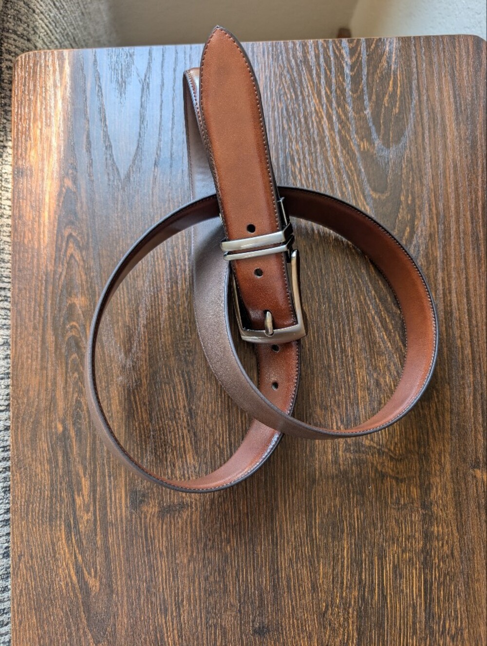 Boconi Reversible Cognac and Brown Leather Dress Belt